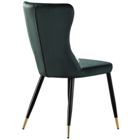 Single New York LUX Upholstered Dining Chair with Silver end Caps for Dining Room Kitchen - Green