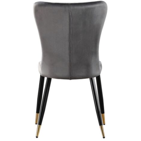 Single New York LUX Upholstered Dining Chair with Silver end Caps for Dining Room Kitchen - Grey