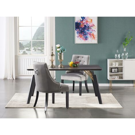 Cosmo Lux Single Dining Table, Solid Metal Legs and Wood Top, Black