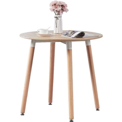Halo Dining Table | Round Shape | Modern | Wood Legs & White Top | 2-4 Seater (OAK)