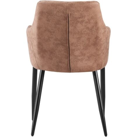 Single Zarah Modern Leather Dining Chair - Upholstered in Faux Leather with Metal Legs - Armchair for Dining Room Kitchen Living Room - Cappuccino