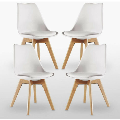 5 Pieces Retro and Modern Scandinavian Dining Set - a Halo White Dining Table & White Dining Chairs Set of 4