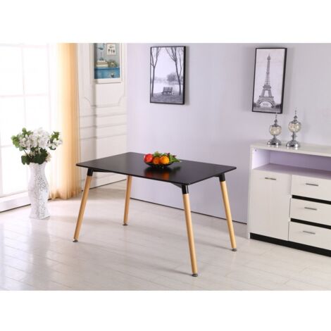 Halo Lorenzo Dining Set - a Black Wooden Dining Table and Set of 4 Black Polypropylene Dining Chairs - Dining Room Kitchen
