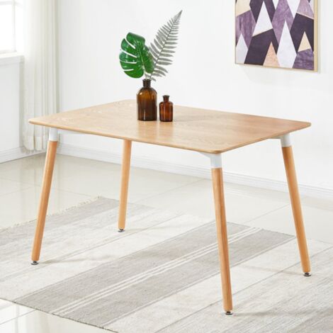 Halo Lorenzo Dining Set - an Oak Wooden Dining Table and Set of 4 White Polypropylene Dining Chairs - Dining Room Kitchen