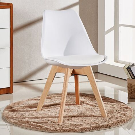 Halo Lorenzo Dining Set - an Oak Wooden Dining Table and Set of 4 White Polypropylene Dining Chairs - Dining Room Kitchen