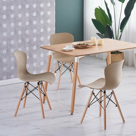 Alessia Halo Dining Table Set with 4 Chairs (OAK & VANILLA)