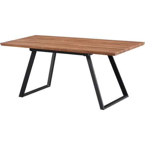 Toga Single Extendable Dining Table, Solid Metal Legs and Wood Top, Brown