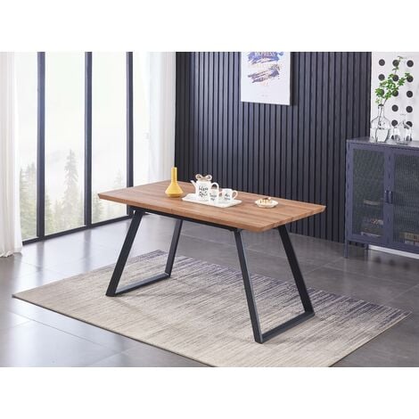Toga Single Extendable Dining Table, Solid Metal Legs and Wood Top, Brown