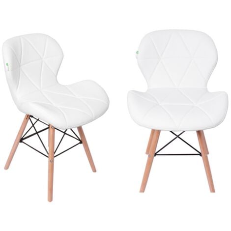 Cecilia Retro Dining Chair | Faux Leather | White | Set of 2
