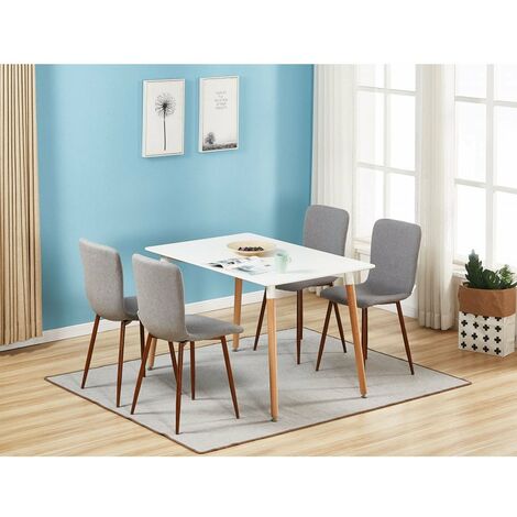 Marco & Halo Dining Set | Modern Dining Chair | 5 Piece Set | White Table & White Chair | SET OF 4 CHIARS |