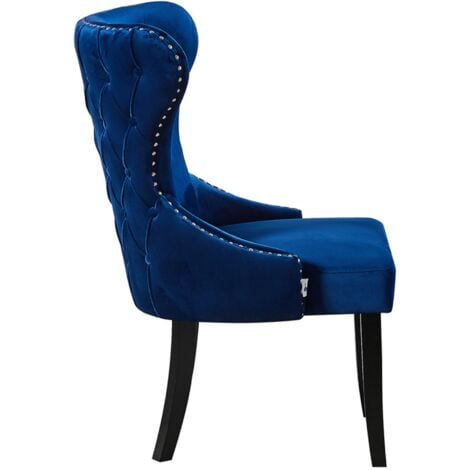 Single  Mayfair LUX Velvet Dining Chair W/ Wooden Legs - Dining Room Chair - Upholstered chair - Modern Dining Chair - Royal Blue