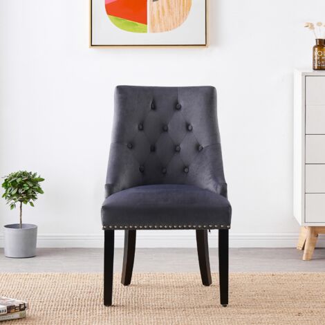 Duke LUX Windsor Dining Set - an Oak Wooden Dining Table and Set of 4 Dark Grey Velvet Dining Chairs - Dining Room Kitchen