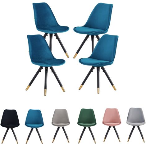 Set of 1/4 Sofia Velvet Upholstered Dining Chair Set of 4 - Blue (1/5)