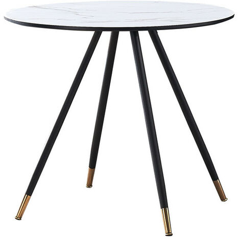 Dorchester lux Single Dining Table, Solid Metal Legs and Metal Top, White (1/4)
