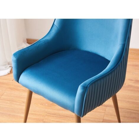 Single Soho LUX Velvet Dining Chair W/ Metal Legs - Dining Room Chair - Upholstered chair - Modern Dining Chair - Blue