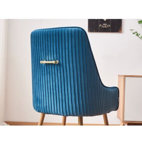Single Soho LUX Velvet Dining Chair W/ Metal Legs - Dining Room Chair - Upholstered chair - Modern Dining Chair - Blue