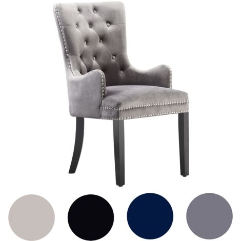 Tufted Gray Windsor Chair Single Windsor Velvet Dining Chair Dark Grey