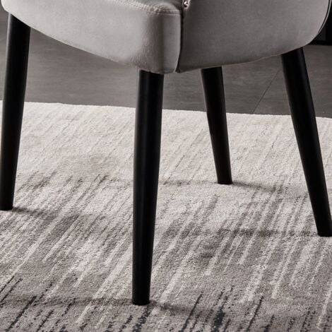 Set of 2 Oxford LUX Velvet Dining Chair - Upholstered Chair for Dining Room, Kitchen - Light Grey