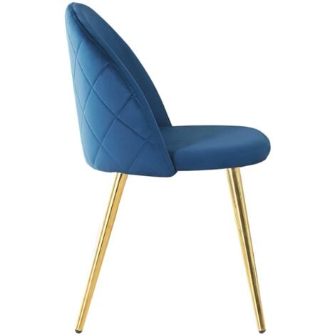 Single Lucia Velvet Dining Chair - Upholstered Curved Back Modern Dining Chair w/ Wooden Legs - Royal Blue