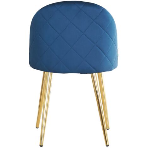 Single Lucia Velvet Dining Chair - Upholstered Curved Back Modern Dining Chair w/ Wooden Legs - Royal Blue