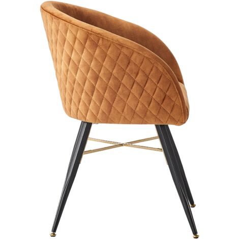 Set of 2 Vittorio Modern Velvet Dining Chairs - Ergonomic Curved back with Metal Legs - Armchair for Dining Room Kitchen Living Room - Mustard