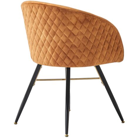 Set of 2 Vittorio Modern Velvet Dining Chairs - Ergonomic Curved back with Metal Legs - Armchair for Dining Room Kitchen Living Room - Mustard