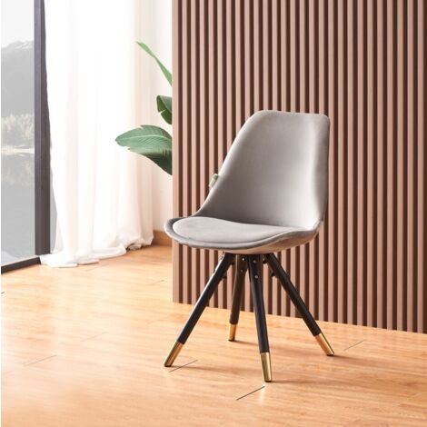 Rocco LUX Sofia Dining Set - an Oak Wooden Dining Table and Set of 4 Dark Grey Velvet Dining Chairs - Dining Room Kitchen