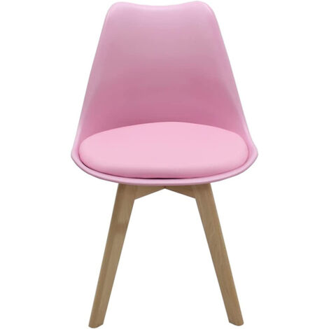 Halo Round Lorenzo Dining Set - an Oak Wooden Dining Table and Set of 2 Pink Polypropylene Dining Chairs - Dining Room Kitchen