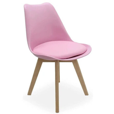 Halo Round Lorenzo Dining Set - an Oak Wooden Dining Table and Set of 2 Pink Polypropylene Dining Chairs - Dining Room Kitchen