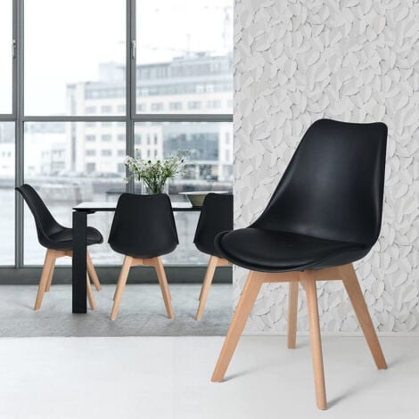 Halo Round Lorenzo Dining Set - an Oak Wooden Dining Table and Set of 2 Black Polypropylene Dining Chairs - Dining Room Kitchen