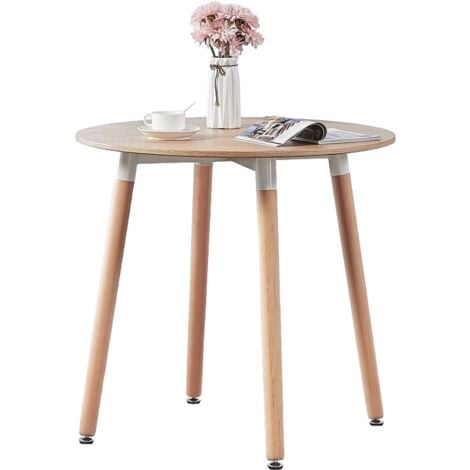 Halo Round Lorenzo Dining Set - an Oak Wooden Dining Table and Set of 2 Grey Polypropylene Dining Chairs - Dining Room Kitchen