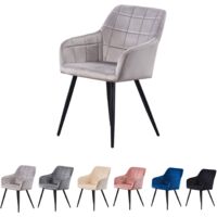 Camden LUX Velvet Chair | Square Stitched Design | Modern Dining Chair | Cushion Padded |LIGHT GREY