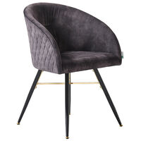 Vittario velvet LUX chair | Padded Cushioned seating | Diamond Stitched Back | Dining Chair | Tufted Velvet Chair | BLACK