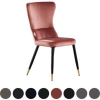 Single New York LUX Upholstered Dining Chair with Silver end Caps for Dining Room Kitchen - Pink