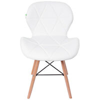Cecilia Chair - Faux Leather | Modern Retro Dining Chair | Backrest | Upholstered Chair | Kitchen chair | Living Room | Chair for Dining Room | Bedroom Chair (WHITE)