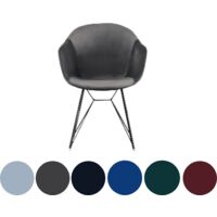 Set of 1/2/4 Valentina Velvet Upholstered Dining Chair Single - Dark Grey