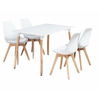 Halo Dining Table & Lorenzo Dining chairs Set (WHITE & WHITE)