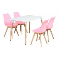 Halo Dining Table & Lorenzo Dining chairs Set (WHITE & PINK)