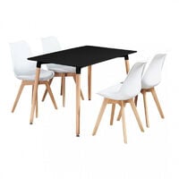 Halo Dining Table & Lorenzo Dining chairs Set (BLACK & WHITE)
