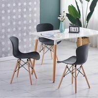 Alessia Halo Dining Table Set with 4 Chairs (WHITE & BLACK)