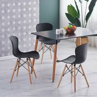 Alessia Halo Dining Table Set with 4 Chairs (BLACK & BLACK)