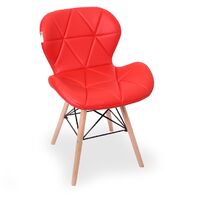 Cecilia Chair | Faux Leather Padded Seat | Modern Retro Dining Chair | Backrest | Set of 4 | Red