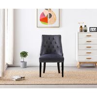 Windsor & Toga LUX Dining Set | Modern Table | Velvet Tufted Chairs | Door Knocker Chair | WHITE/BLACK & DARK GREY