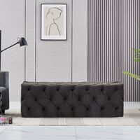 Life Interiors: Melia Velvet Large Rectangle Pouffe | Footrest | Retro Stool | LUX Design | Button Detailed | CHARCOAL