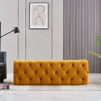Life Interiors: Melia Velvet Large Rectangle Pouffe | Footrest | Retro Stool | LUX Design | Button Detailed | YELLOW