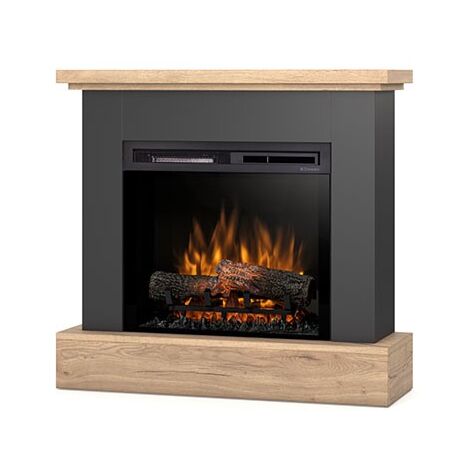 Caminetto Elettrico da pavimento A Libera Installazione A LED - 23" - 92 x 86 x 29 - Nero / Rovere chiaro - YUKON (1/5)