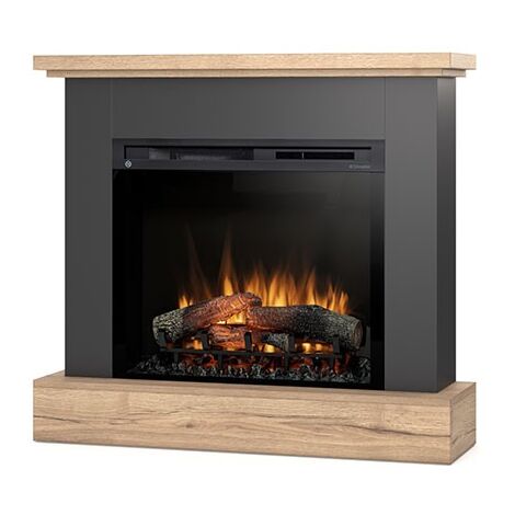 Caminetto Elettrico A Libera Installazione A LED - 28" - 105 x 95 x 29 - Nero / Rovere chiaro - YUKON