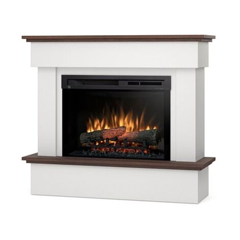 Camino Elettrico Riscaldante Da Pavimento Autoportante a LED - 26" - Bianco opaco / Rovere - 108 x 93 x 33,5 - TORMES (1/5)