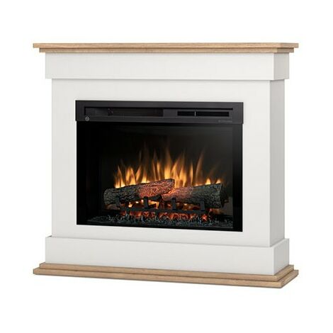 Camino Elettrico Riscaldante Da Pavimento Autoportante a LED - 26" - Bianco opaco / Rovere chiaro - 97 x 88 x 29 - LENOX (1/5)