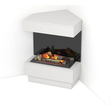 Camino Elettrico Da Pavimento Autoportante a LED - Bianco opaco / Nero - 70 x 95 x 30/65 - 400 / 600 - TARAVO (1/5)
